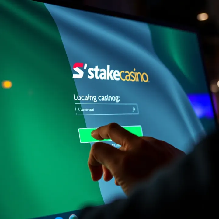 User entering credentials on StakeCasino login screen with Nigerian flag in background