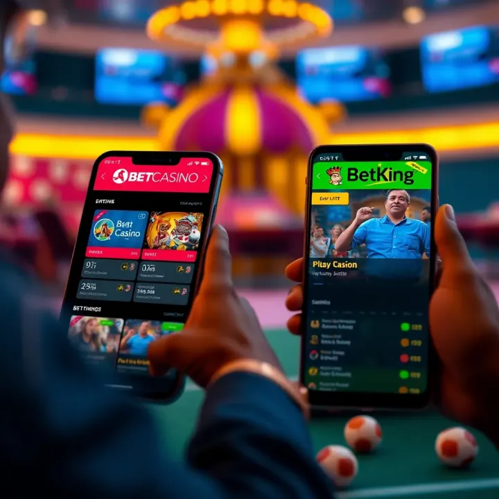 Comparison of StakeCasino and BetKing betting options on mobile screens