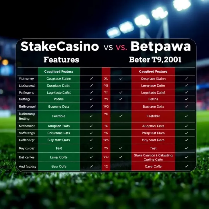 Comparison chart showing features of StakeCasino and BetPawa betting platforms