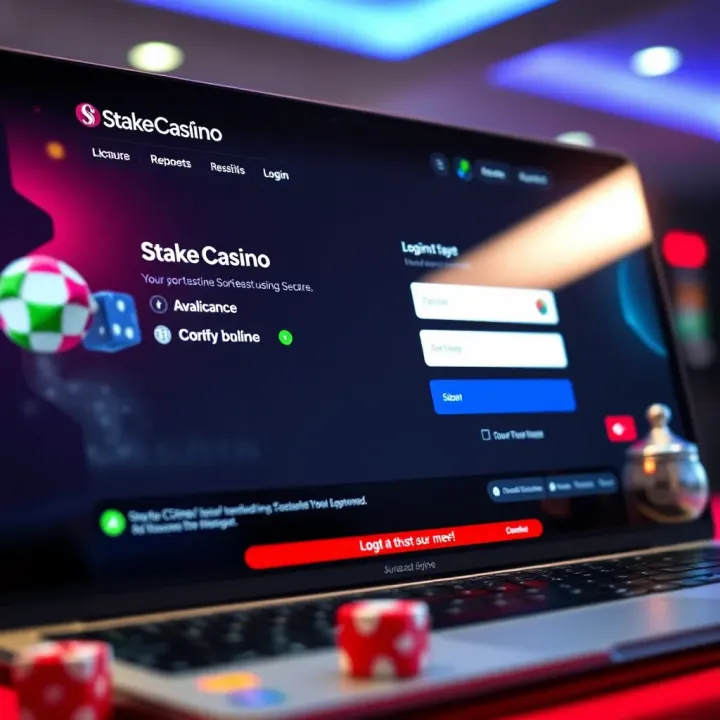User interface displaying the StakeCasino Bet NG login page with input fields and secure design elements