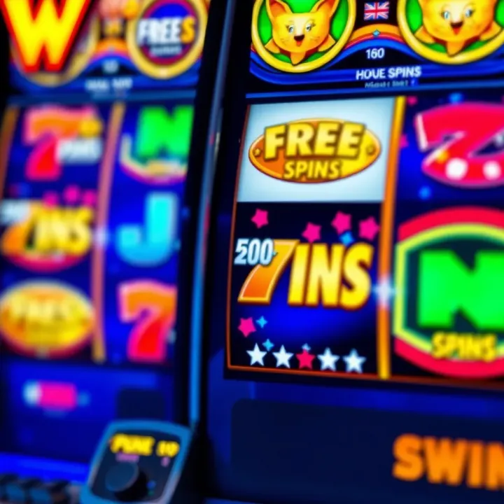Colorful casino slot machine reels with highlighted free spins feature