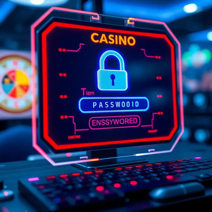 Secure login interface displaying encrypted password entry for online casino account