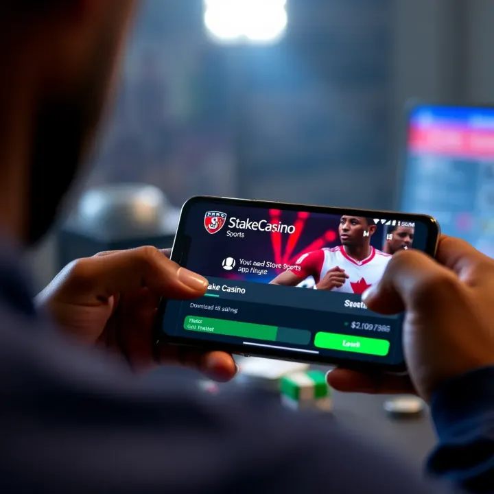 Android device showing download and installation progress of StakeCasino Sports APK in Nigeria