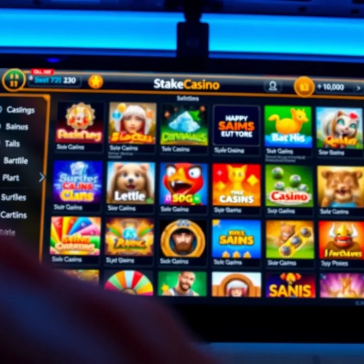 StakeCasino Game Selection Screen for Nigerian Gamers Online casino interface displaying various game options for Nigerian players