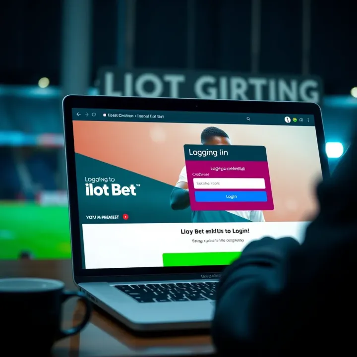 User entering login credentials on Ilot Bet website on a laptop screen