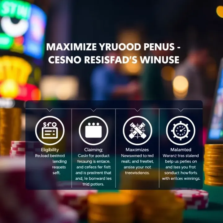 Strategies for Maximizing Casino Reload Bonuses and Enhancing Winnings Graphical representation of maximizing casino reload bonuses with icons for eligibility, claiming, and tips to enhance winnings