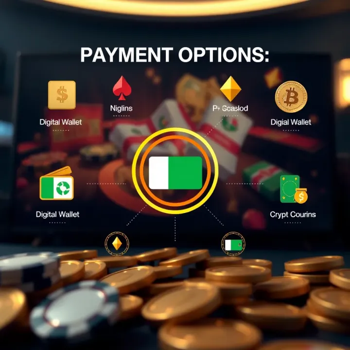 Payment Options for Nigerian Players on StakeCasino Graphic illustrating payment methods available on StakeCasino for Nigerian players including digital wallets and cryptocurrency