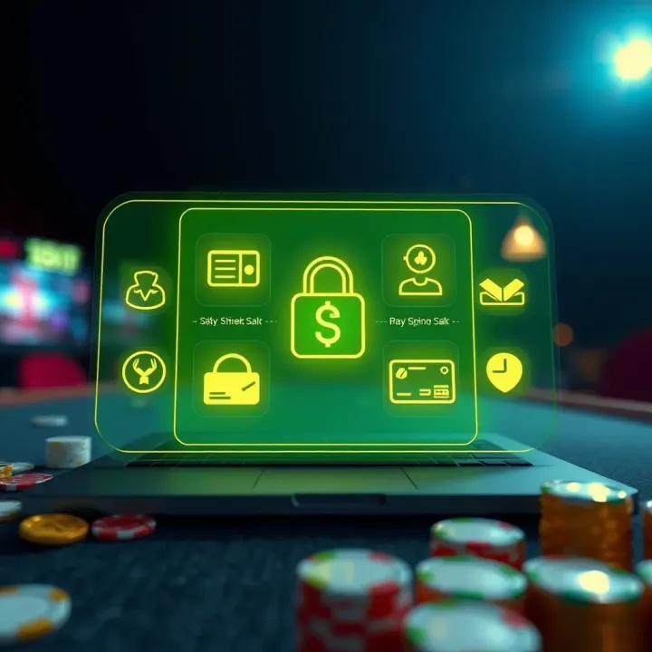 Visual representation of safe online gambling practices with digital security icons and payment options