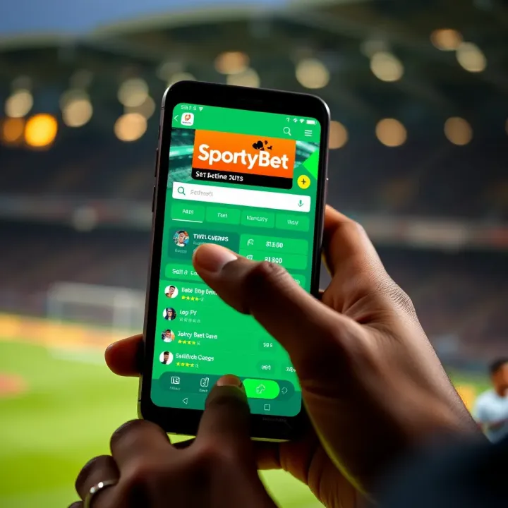 User navigating SportyBet Nigeria app on smartphone for seamless betting experience