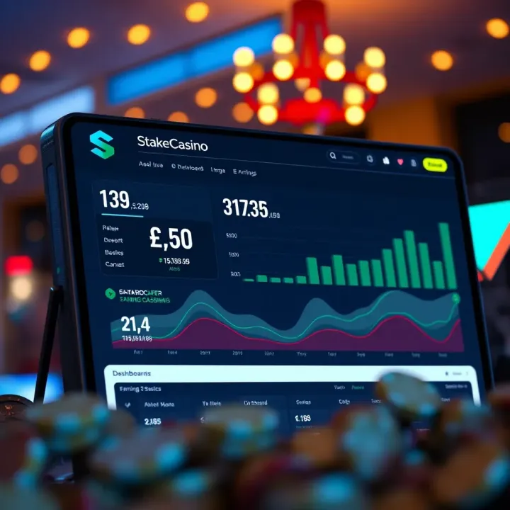 Screenshot displaying StakeCasino affiliate app dashboard with earnings and statistics