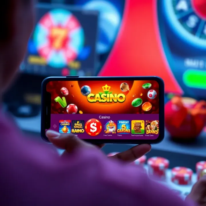 Mobile device displaying the StakeCasino app interface with a variety of casino games available for play