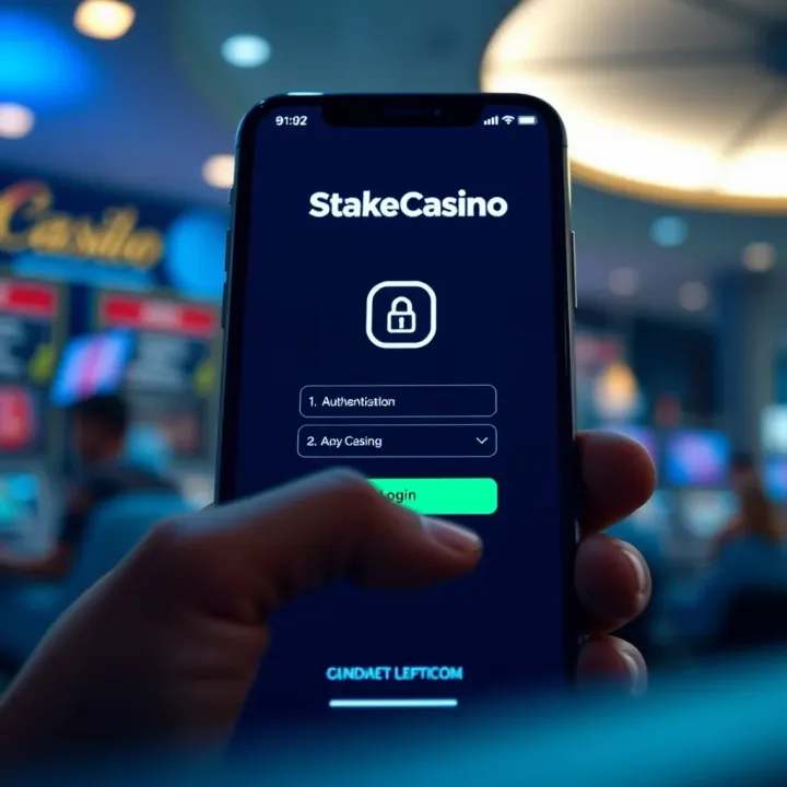 Secure Login Features of the StakeCasino App Secure login screen displaying authentication features on the StakeCasino app
