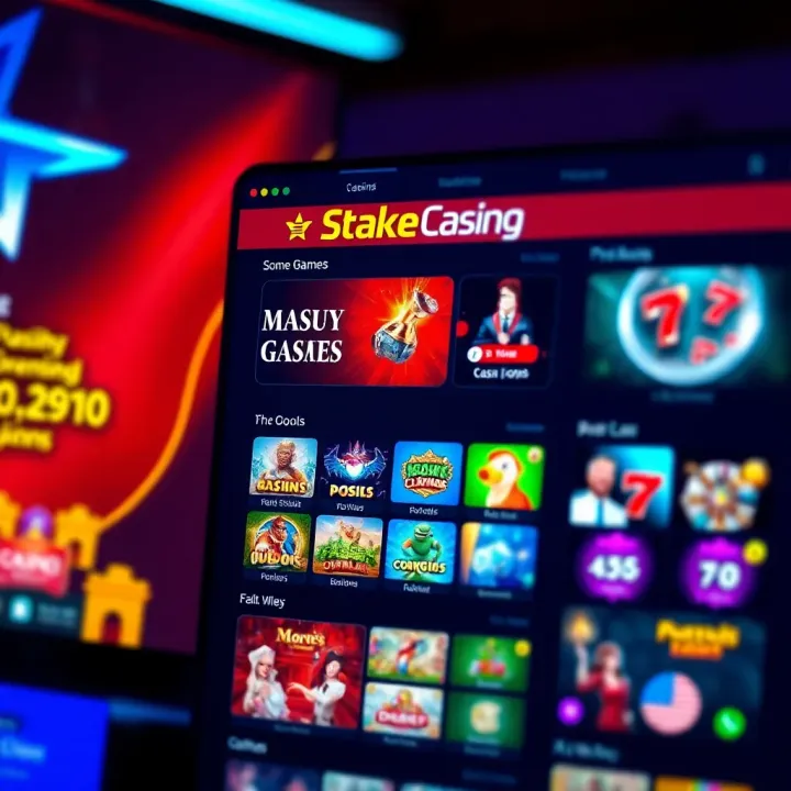 Interface of StakeCasino Bet NG showing diverse casino game options and vibrant graphics