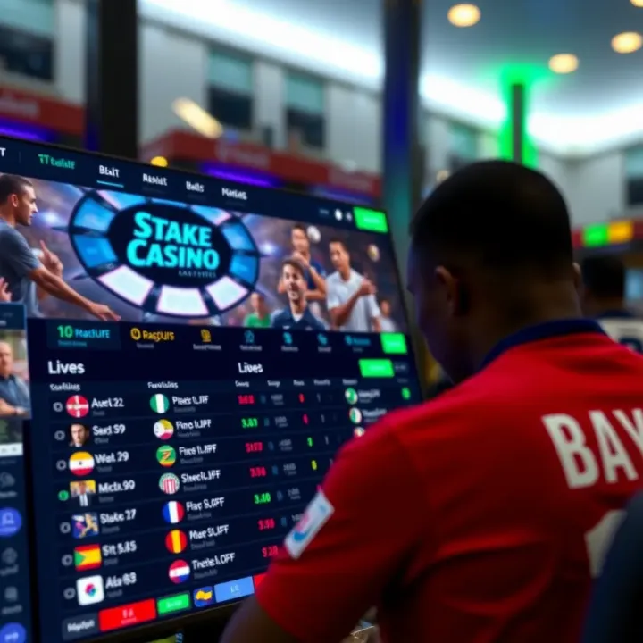 StakeCasino platform interface displaying betting options and live odds