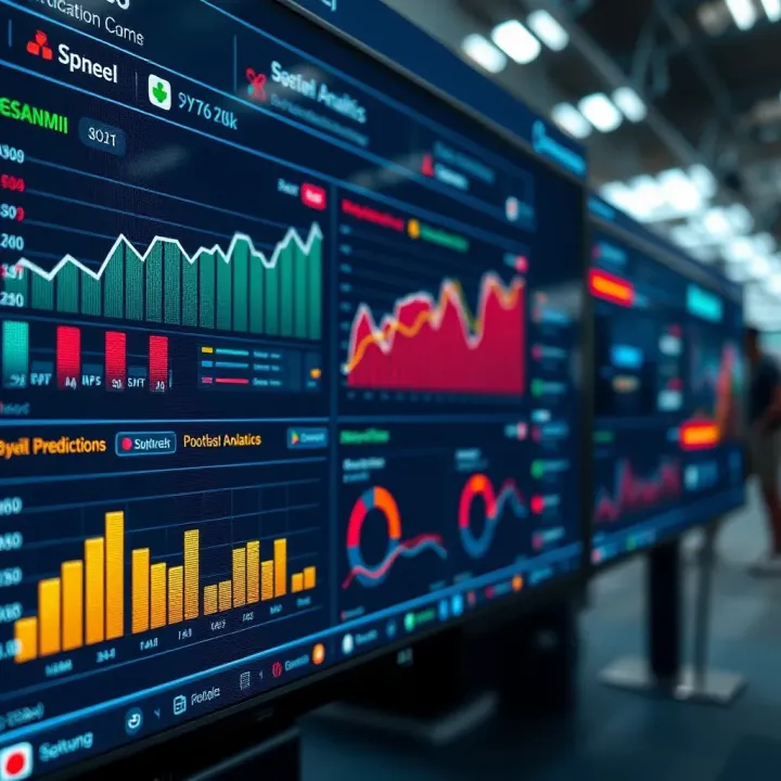 Illustration of football analytics with charts and data insights on a digital screen