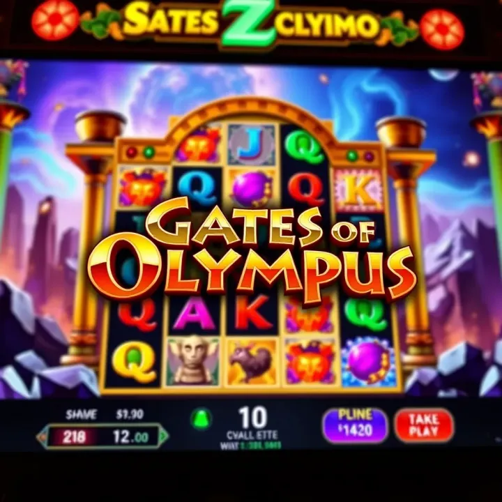 Vibrant gameplay screen of Gates of Olympus slot showcasing colorful symbols and dynamic background