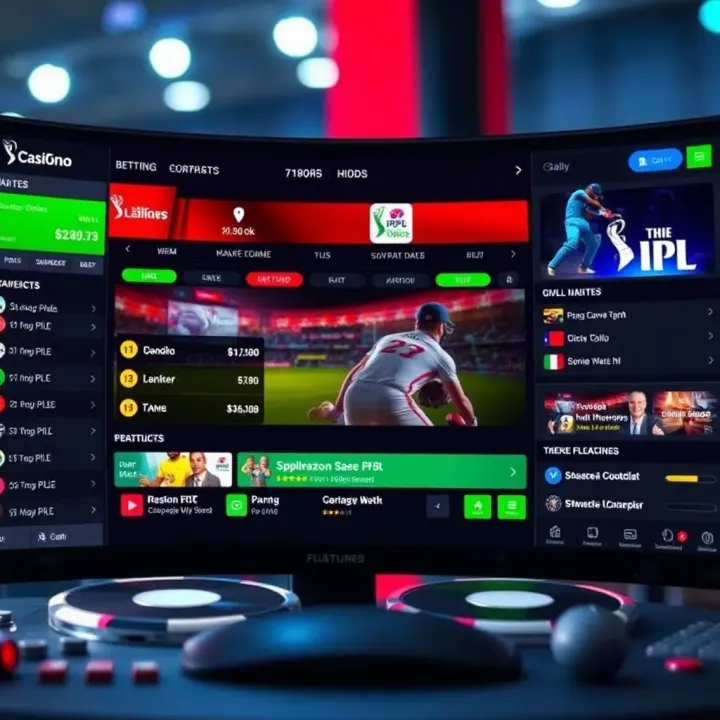 User interface of a betting platform showing cricket match odds and betting options for IPL games