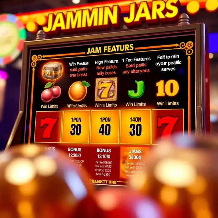 Display of Jammin Jars payout structure highlighting jackpot and bonus feature triggers
