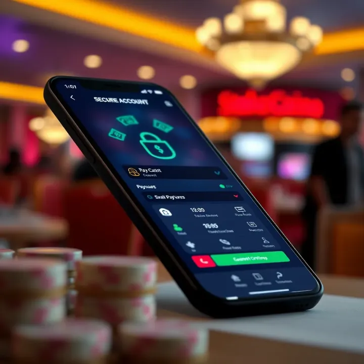 Illustration of secure account management features and payment options within the StakeCasino Kenya app