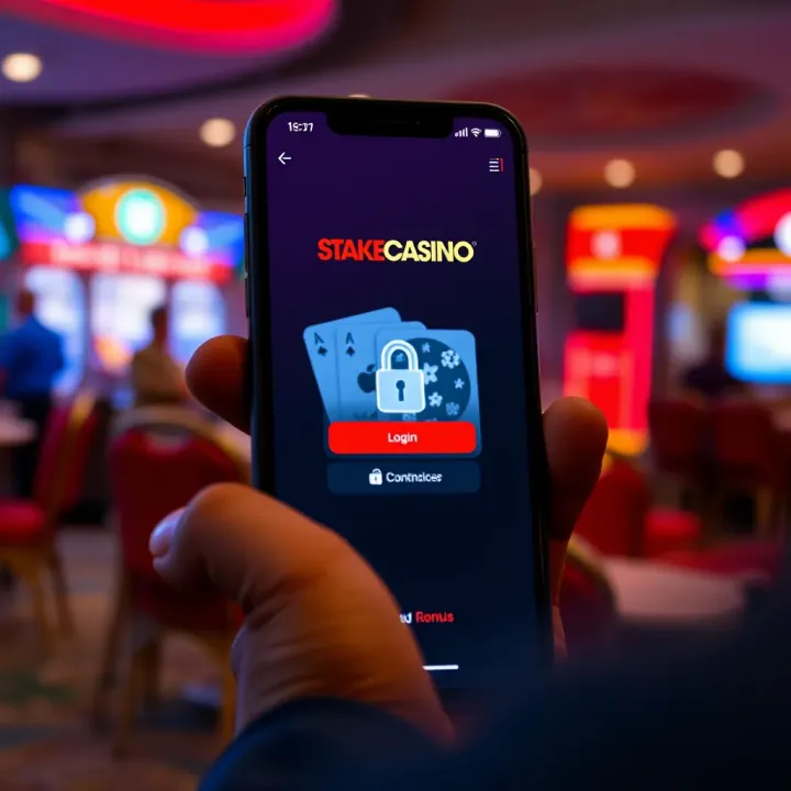 Secure Login and Safety Features of StakeCasino Nigeria App Secure login screen on smartphone showing StakeCasino app with security icons