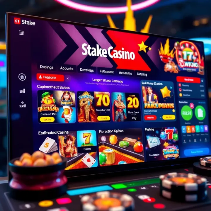 Interactive dashboard of StakeCasino displaying game options and account features for Nigerian players