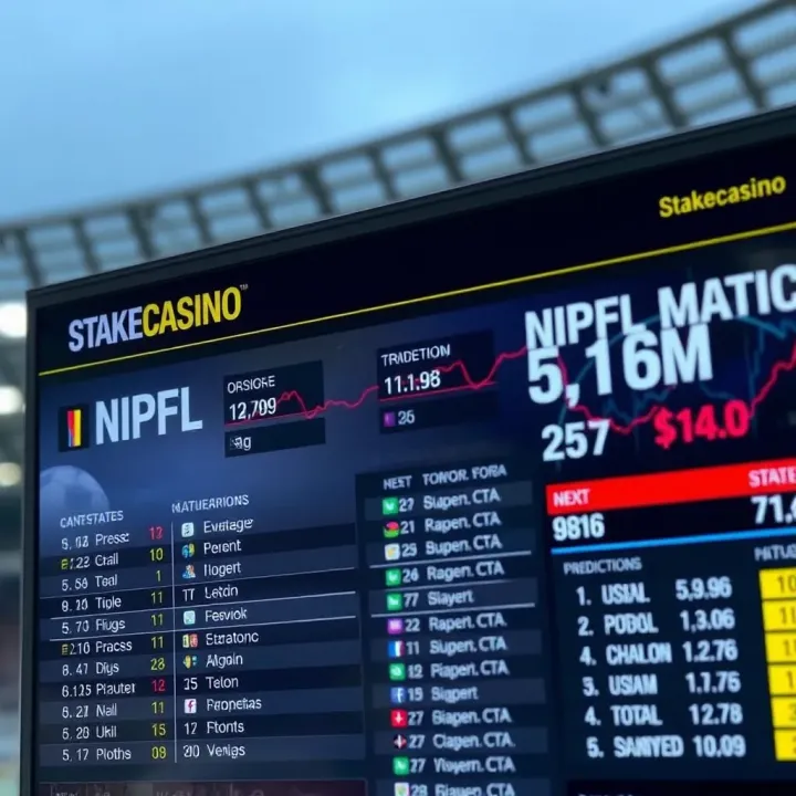 Detailed football match statistics and predictions displayed on a digital screen