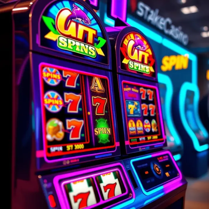 Virtual casino slot machine with colorful spinning reels and jackpot symbols