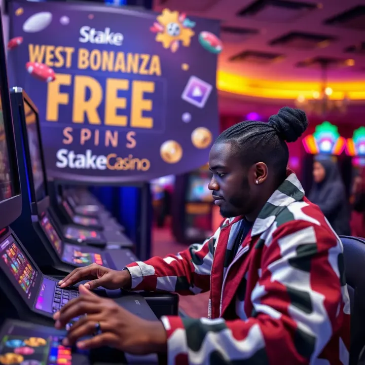 Accessing Sweet Bonanza Free Play Options on StakeCasino in Nigeria Nigerian player enjoying risk-free spins on StakeCasino with promotional banner