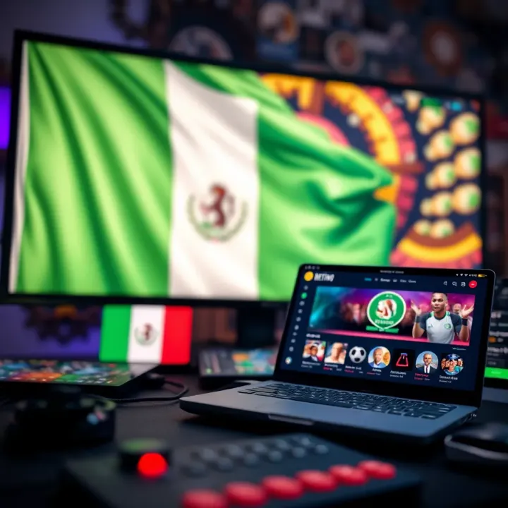 Comparison of betting platforms StakeCasino and BetKing showcasing Nigerian flag and user interface elements