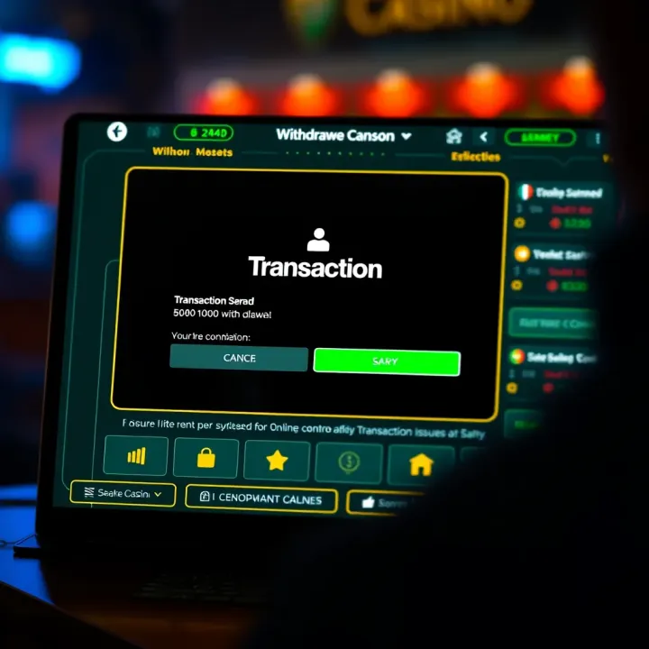 Secure Online Casino Withdrawal Interface Illustration showing a secure online casino withdrawal interface with a focus on transaction confirmation