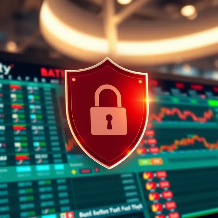 Digital representation of online betting platform with security shield overlay