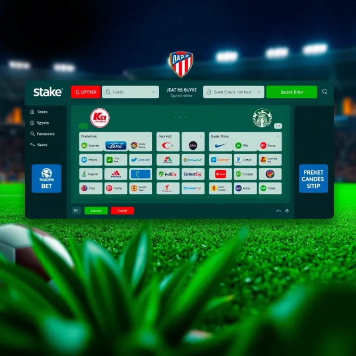 Diagram illustrating the bet builder interface on StakeCasino with various sports and betting options highlighted