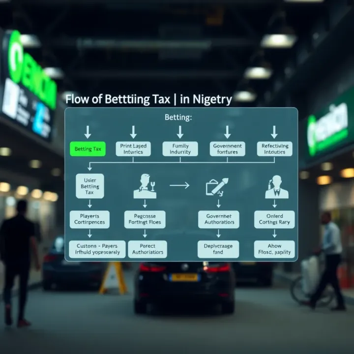 Diagram showing the flow of betting tax from players to government authorities in Nigeria