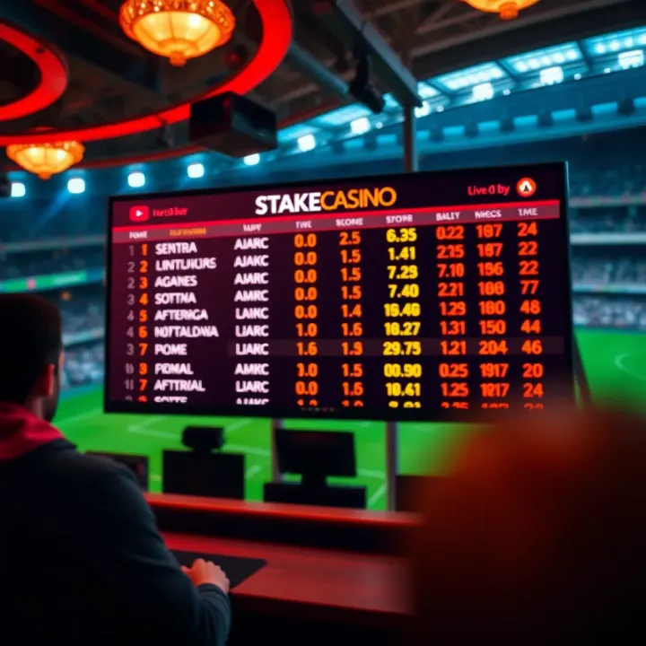 Real-Time Live Score Updates on StakeCasino Live scoreboard displaying up-to-date betting results on StakeCasino